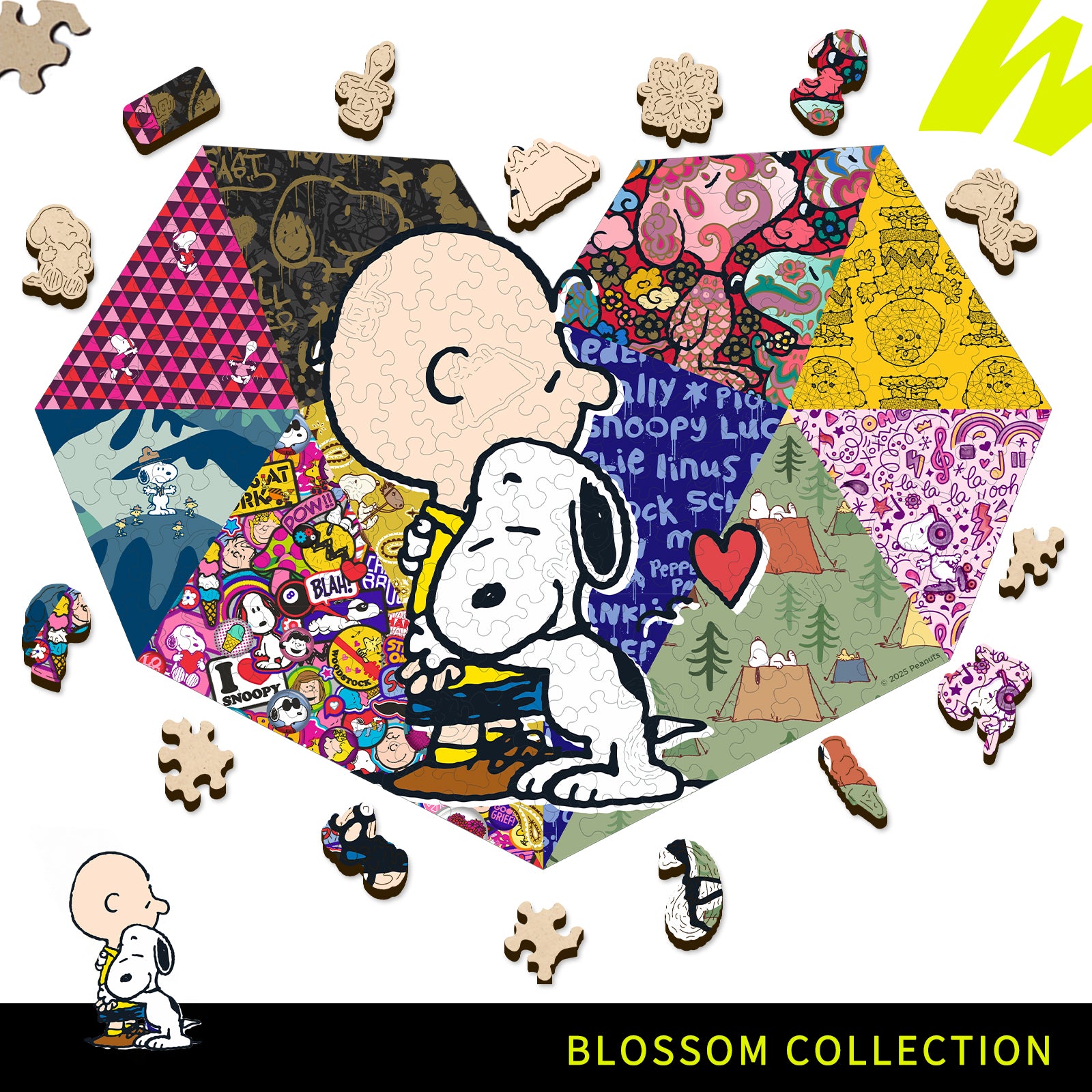 Snoopy heart wooden puzzle blossom collection design